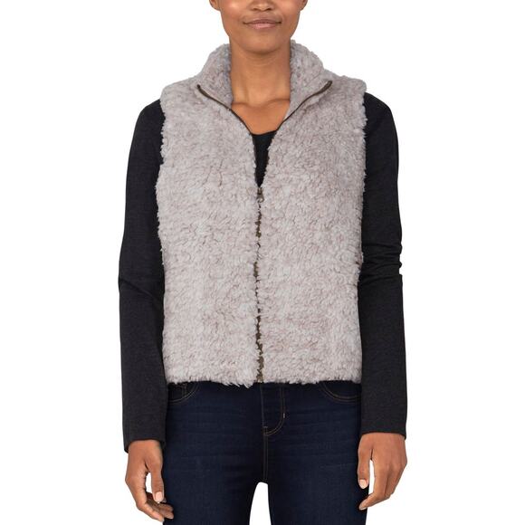 [Natural Reflections] Beige Furry Sherpa Full Zip Vest NWT Egret Size XL - Picture 1 of 11